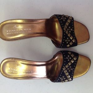 Donald J Pliner Studded Suede Black Heeled Mules